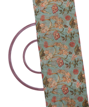 olive green floral print chiffon fabric